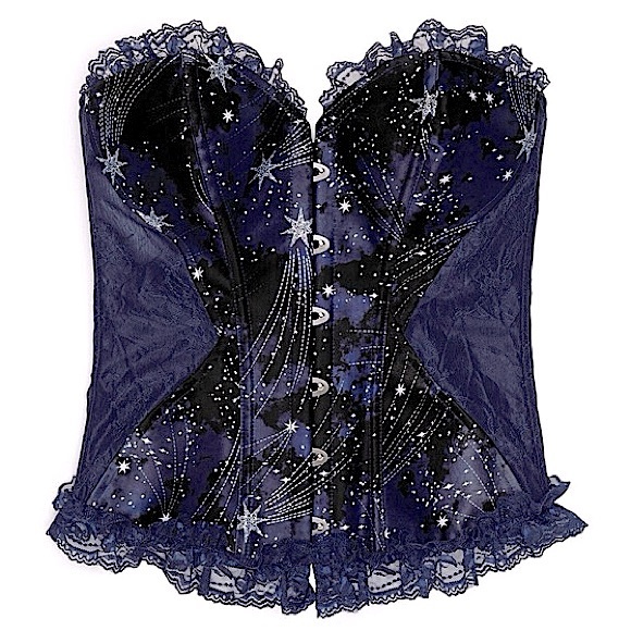 Adore Me Other - Adore Me Auburn Star Novelty Print Lace Trim Corset goth lace up back XS NWT